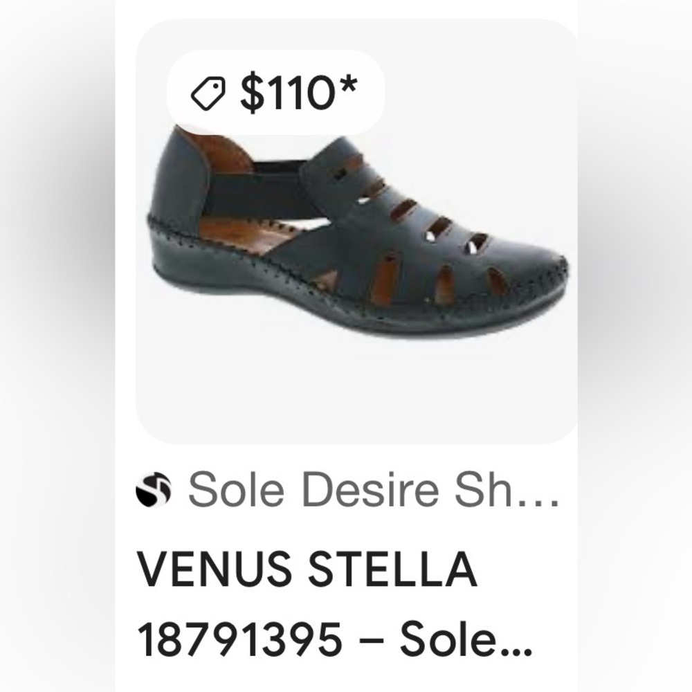 VENUS Black Leather Fisherman Sandals Cutout Comfort Boho Walking EU 37 6.5 - Picture 6 of 6